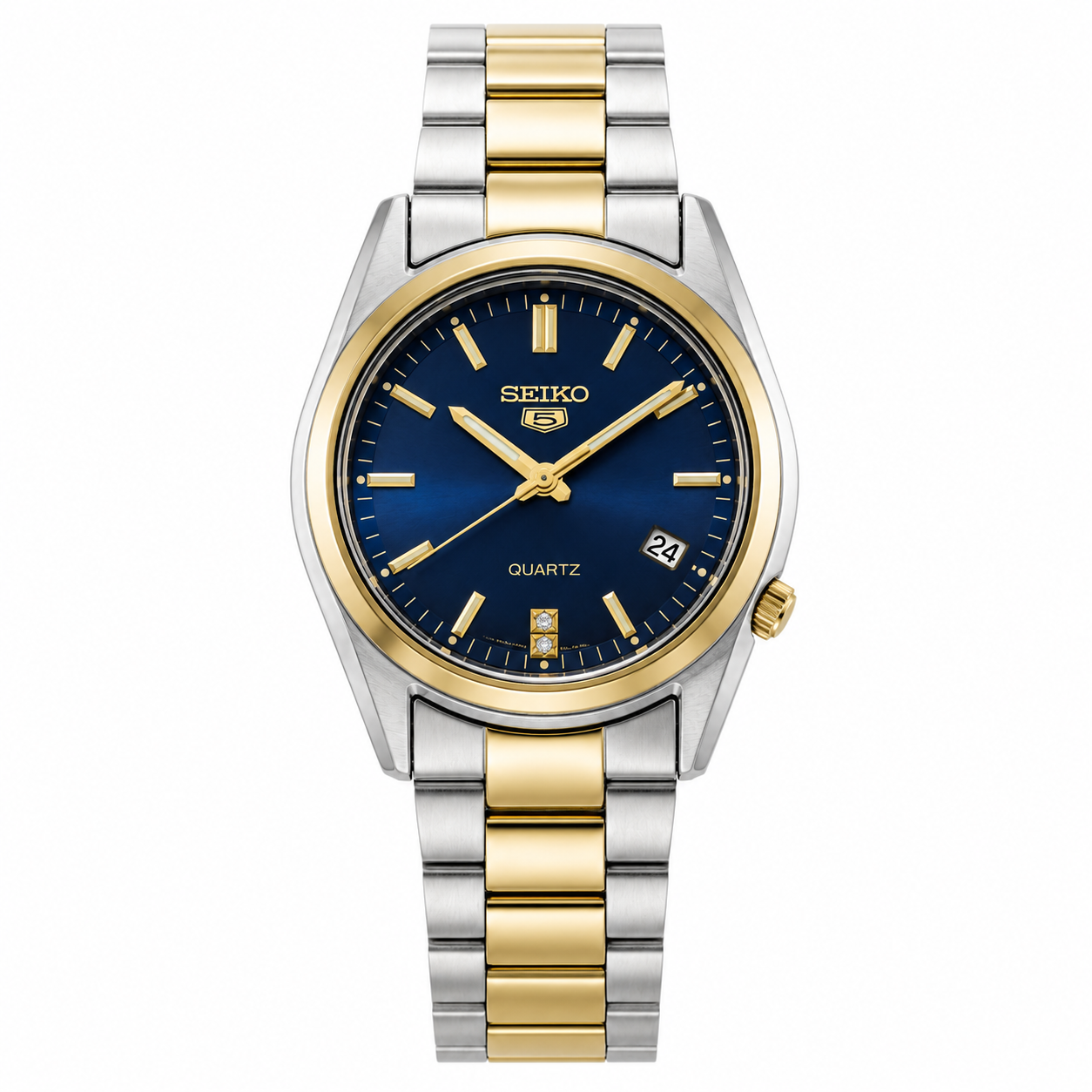 SEIKO Quartz Bleu Royal Bicolore