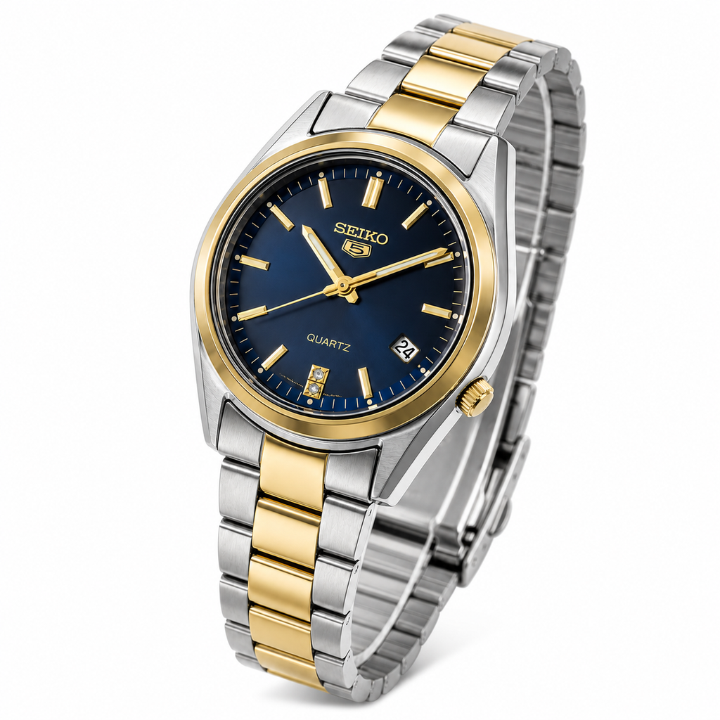 SEIKO Quartz Bleu Royal Bicolore