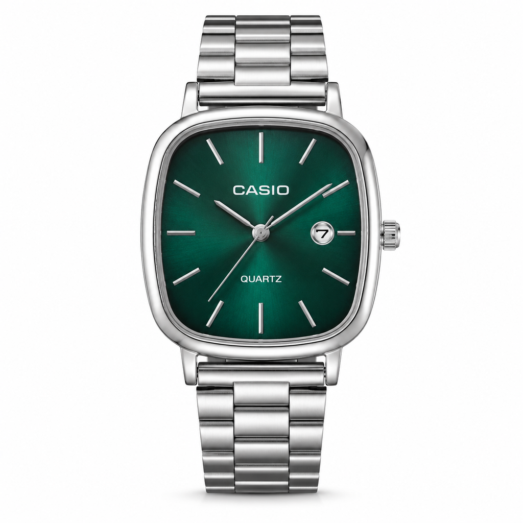 Casio Square Heritage Vert Acier