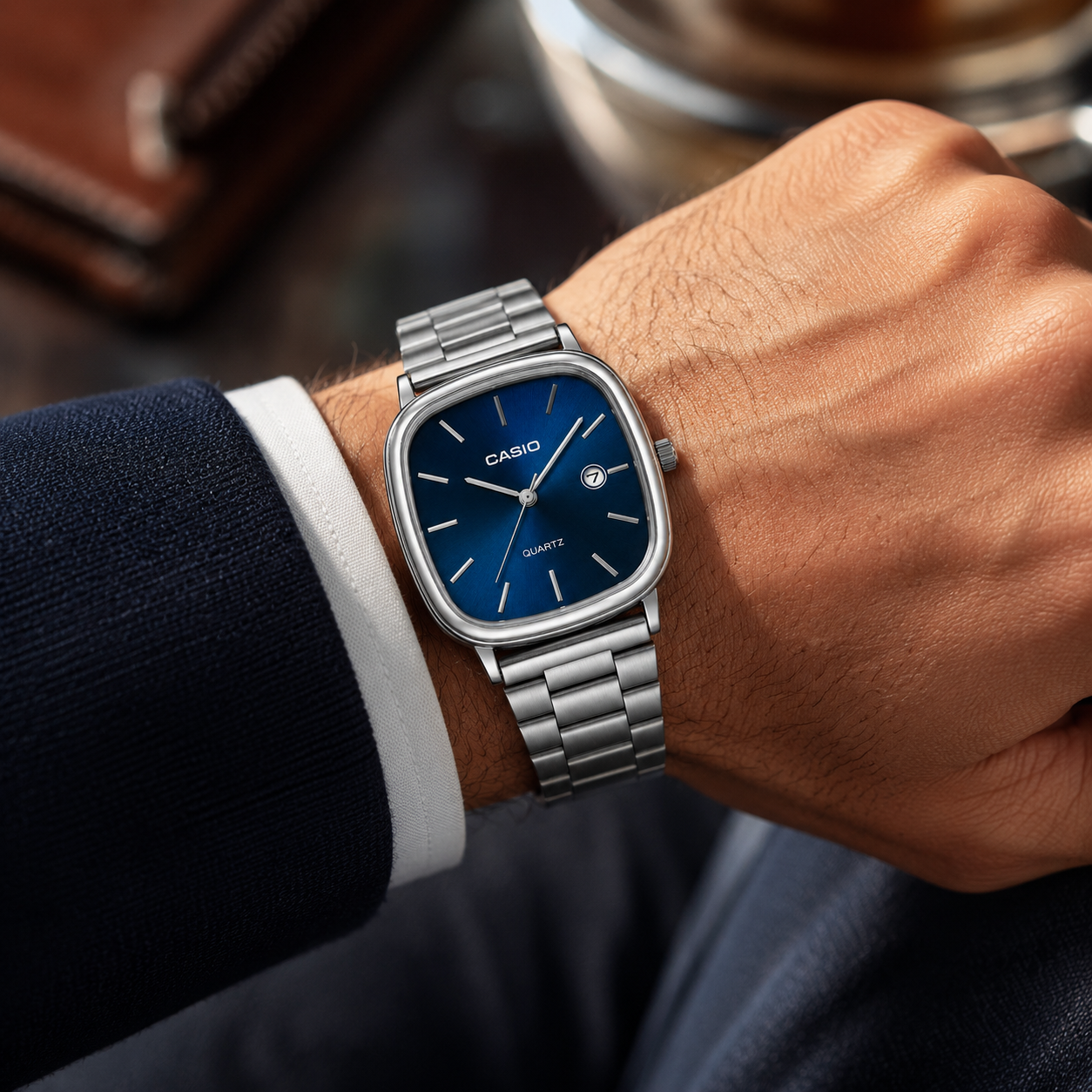 Casio Square Heritage Bleu Acier