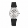 Montre Swatch Unisexe Transparente à Cadran Argenté – Bracelet Noir